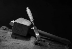 A mallet and chisel